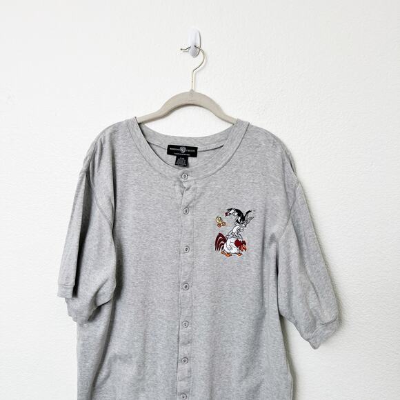 [Vintage] 90s Warner Brothers Sz S/M Gray Looney Tunes Bugs Bunny Sleep Onesie - Picture 3 of 11
